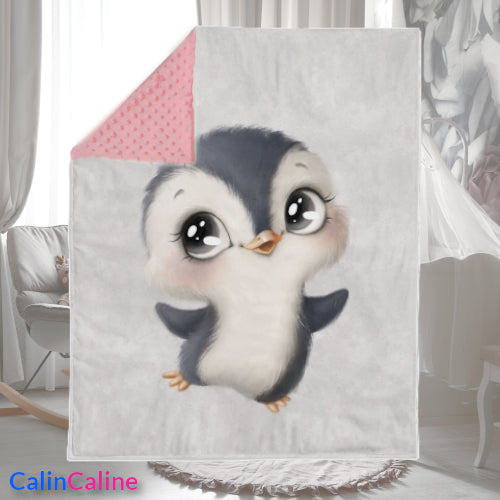 Baby Penguin Plaid Blanket | 70cm x 95cm | Choice of minky color