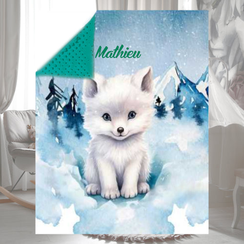 Couverture Plaid Renard Polaire | 70cm x 95cm | Couleur minky au choix