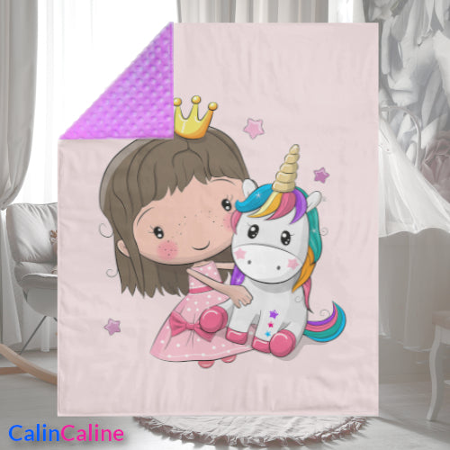 Couverture Plaid Bébé Princesse Licorne | 70cm x 95cm | Minky au choix