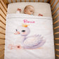 Couverture Plaid Bébé Cygne Douceur | 70cm x 95cm | A Personnaliser