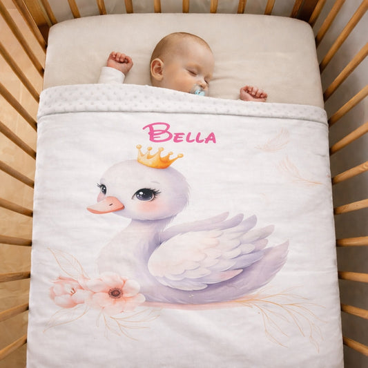 Couverture Plaid Bébé Cygne Douceur | 70cm x 95cm | A Personnaliser