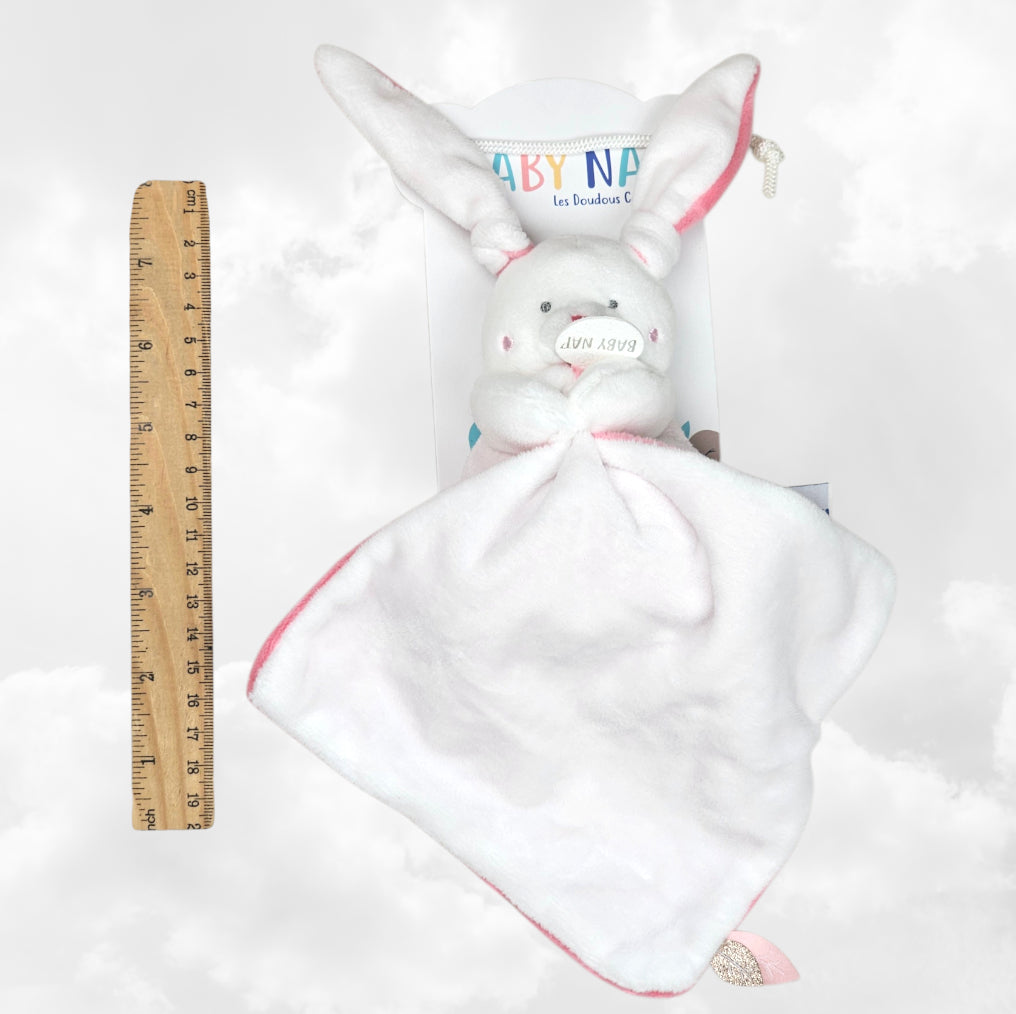 Pantin avec doudou lapin fille 12 cm personnalisé | BabyNat