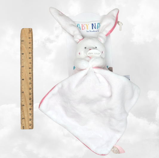 Pantin avec doudou lapin fille 12 cm personnalisé | BabyNat