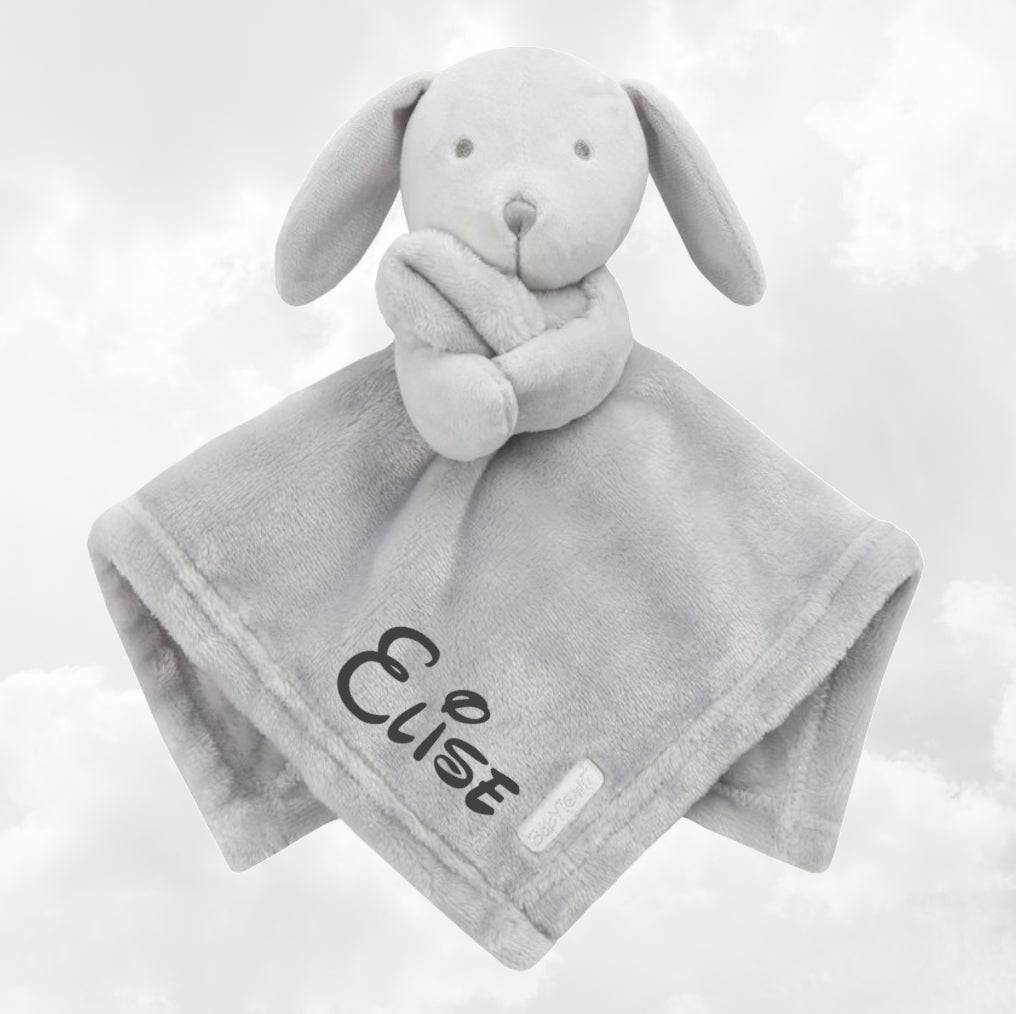 Doudou Mouchoir Lapinou Gris 35cm | Avec Prénom Personnalisé | Baby Town