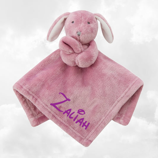 Doudou Mouchoir Lapinou Rose Foncé 35cm | Avec Prénom Personnalisé | Baby Town