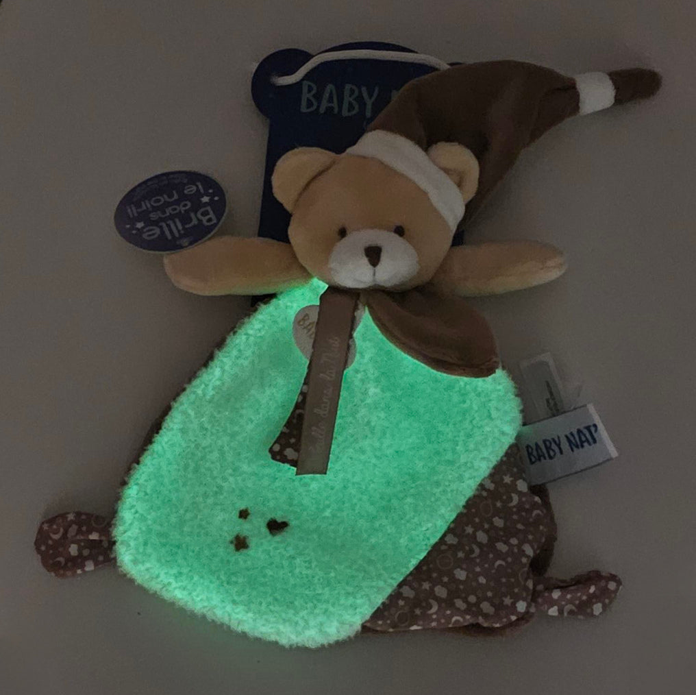 Doudou Ourson Plat "Je brille dans la nuit" Personnalisé | BabyNat