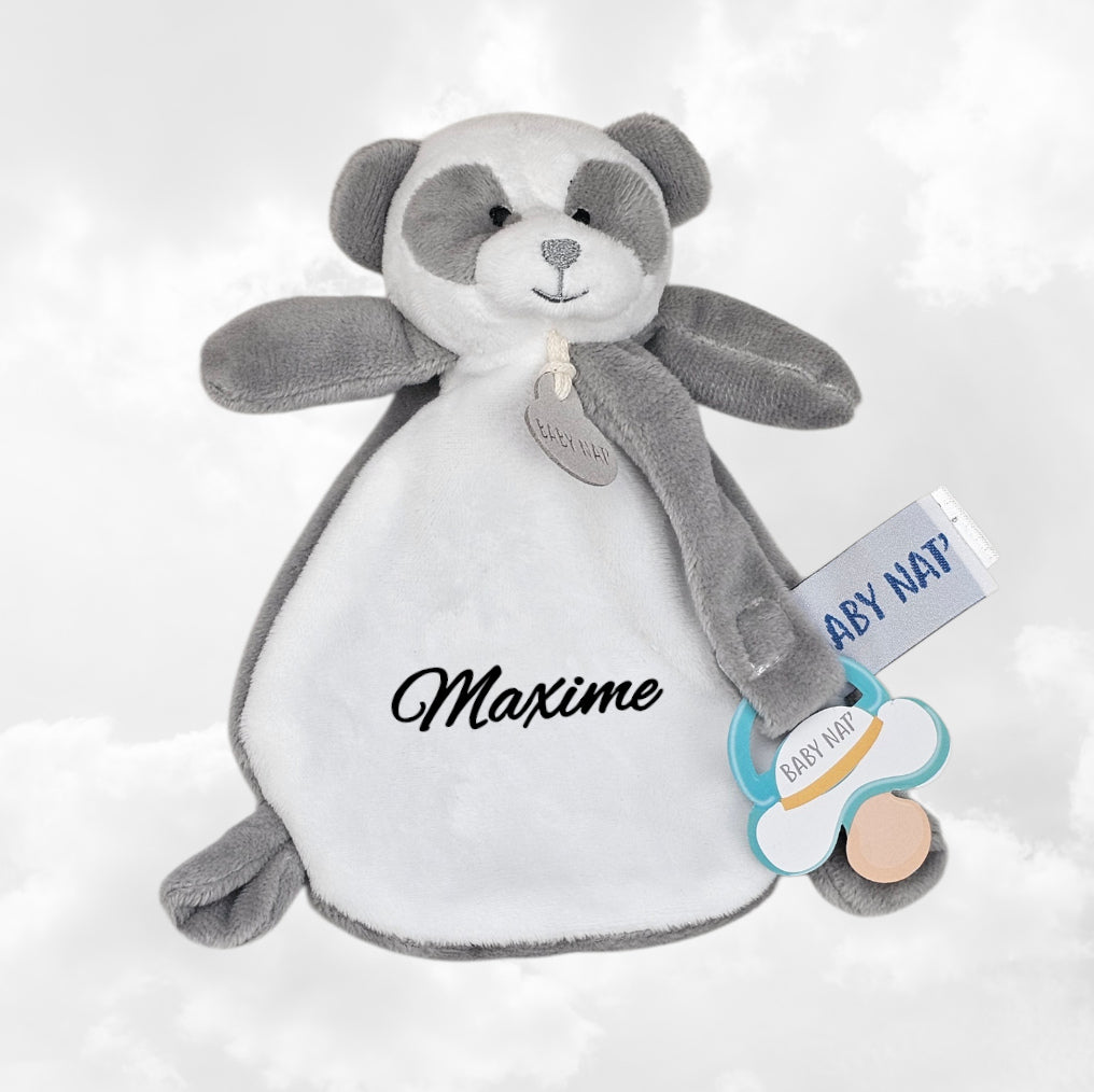 Coffret Doudou & Attache Sucette Panda Personnalisé | BabyNat