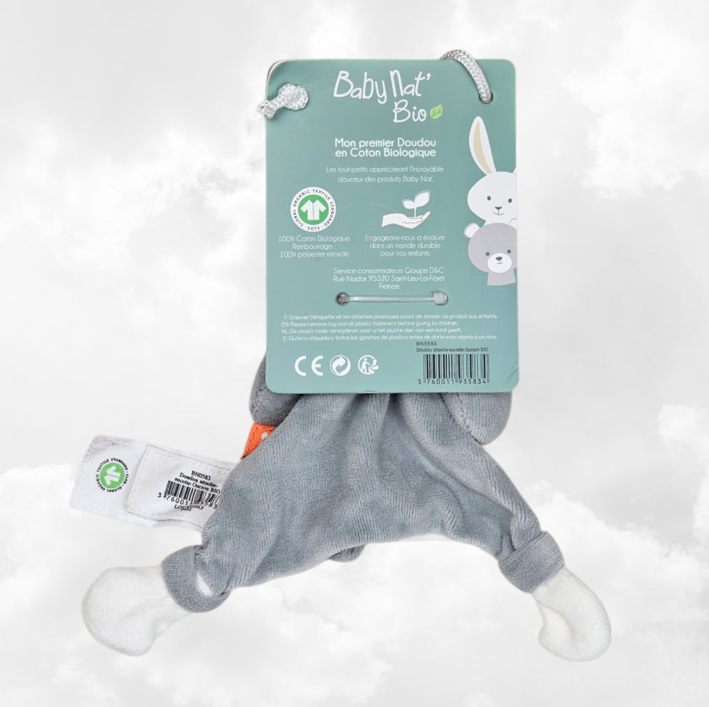Doudou & Attache Sucette Ourson Personnalisé | BabyNat