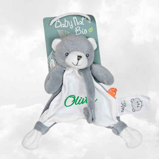 Doudou & Attache Sucette Ourson Personnalisé | BabyNat
