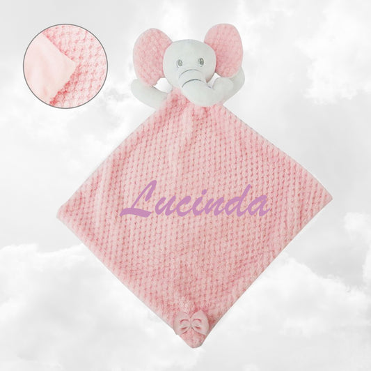 Doudou Mouchoir Eléphant Rose 30cm | Avec Prénom Personnalisé | Baby Town