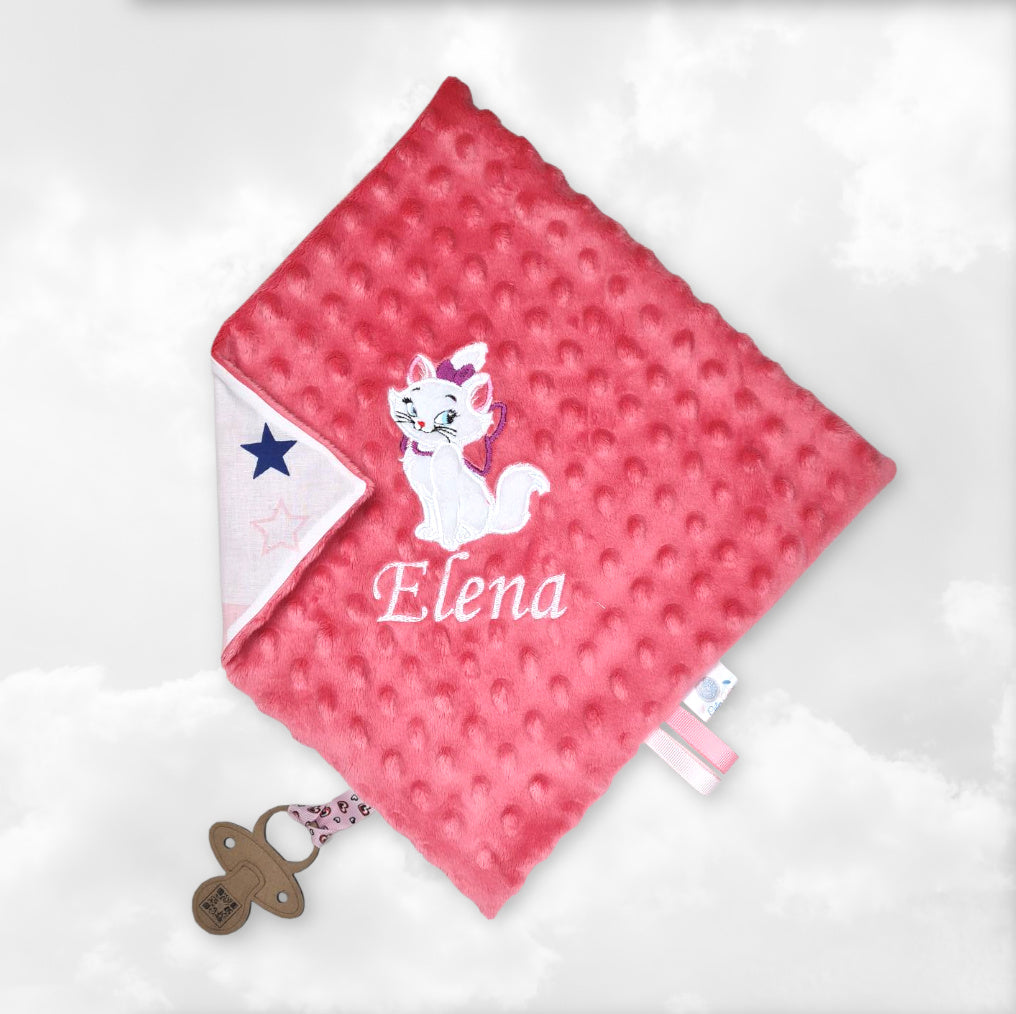 Créez Votre Doudou Coton & Minky Carré Personnalisé | 30cm | Fille