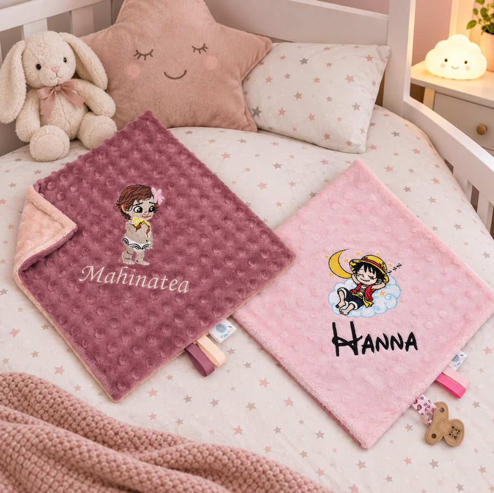 Créez Votre Doudou Double Minky Carré Personnalisé | 30cm | Fille