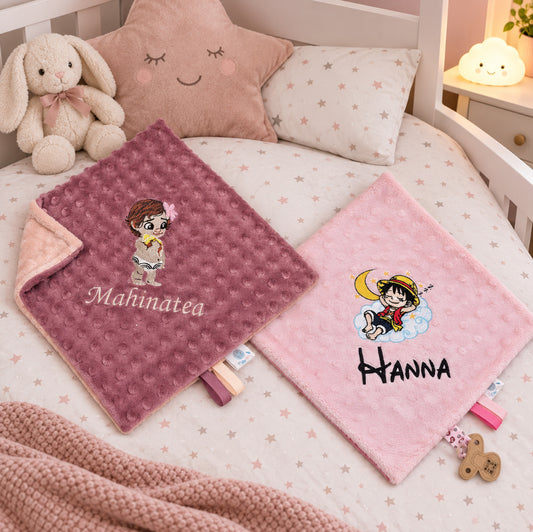 Créez Votre Doudou Double Minky Carré Personnalisé | 30cm | Fille