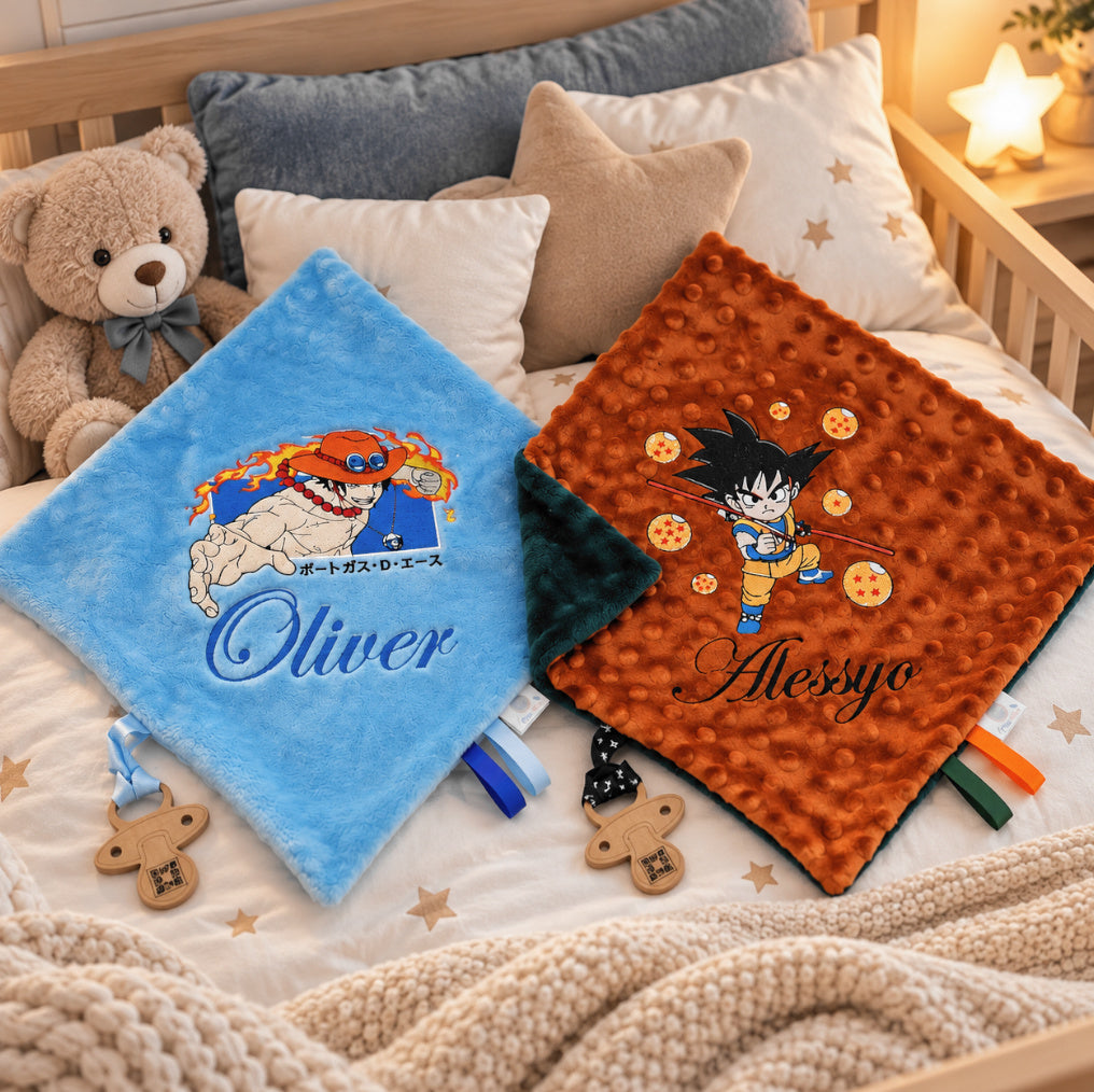Créez Votre Doudou Double Minky Carré Personnalisé | 30cm | Garçon