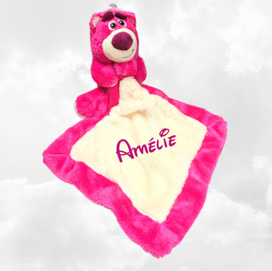 Doudou Mouchoir Disney Lotso L'Ours 20cm | Avec prénom brodé