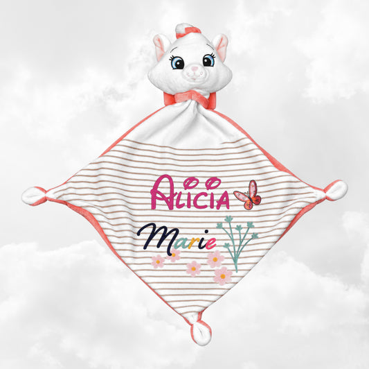 Doudou Disney Bébé Marie Rayé | Mouchoir 21cm | A Personnaliser