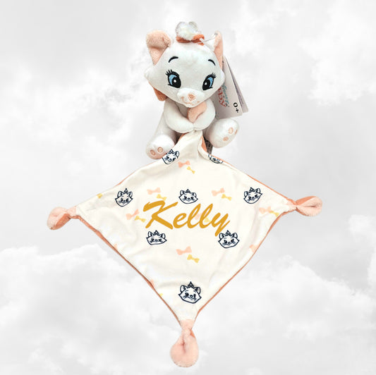 Doudou Peluche Mouchoir Disney Marie Saumon | Avec prénom