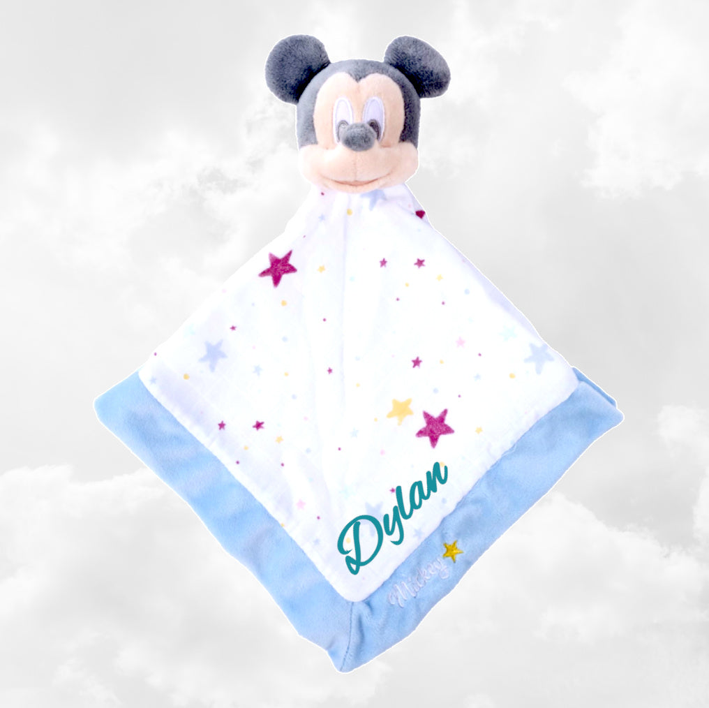 Doudou Mouchoir Disney Mickey Bleu Personnalisé | 40cm
