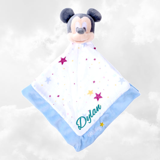 Doudou Mouchoir Disney Mickey Bleu Personnalisé | 40cm