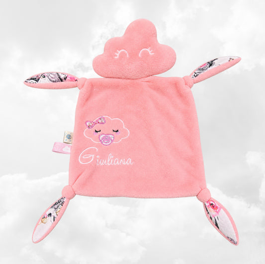 Doudou Nuage Fille avec prénom brodé | Coton Polaire | A personnaliser