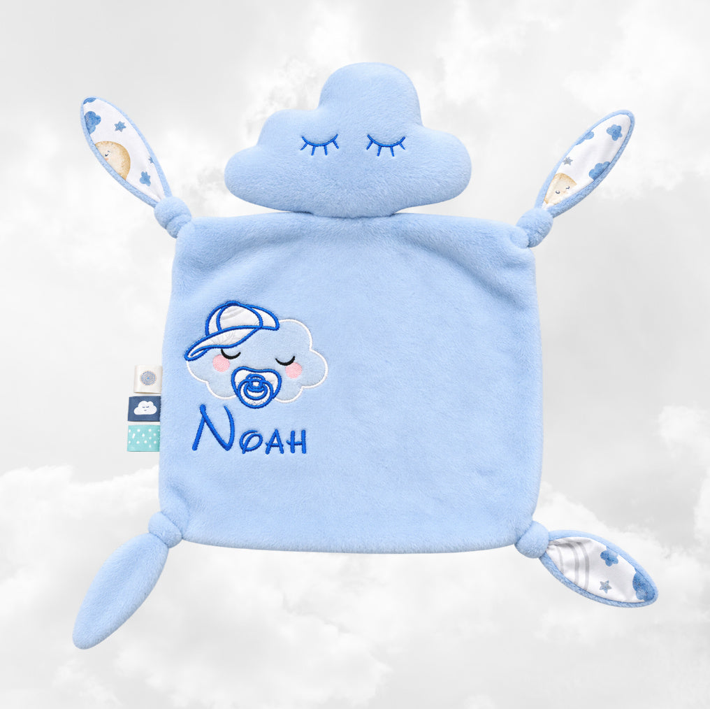 Doudou Nuage Garçon avec prénom brodé | Coton Polaire | A personnaliser