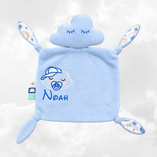 Doudou Nuage Garçon avec prénom brodé | Coton Polaire | A personnaliser
