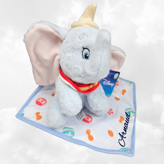 Doudou Peluche Dumbo 25cm avec Mouchoir Personnalisé | Nicotoy
