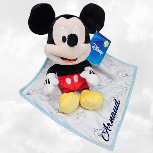 Doudou Peluche Mickey 25cm avec Mouchoir Personnalisé | Nicotoy