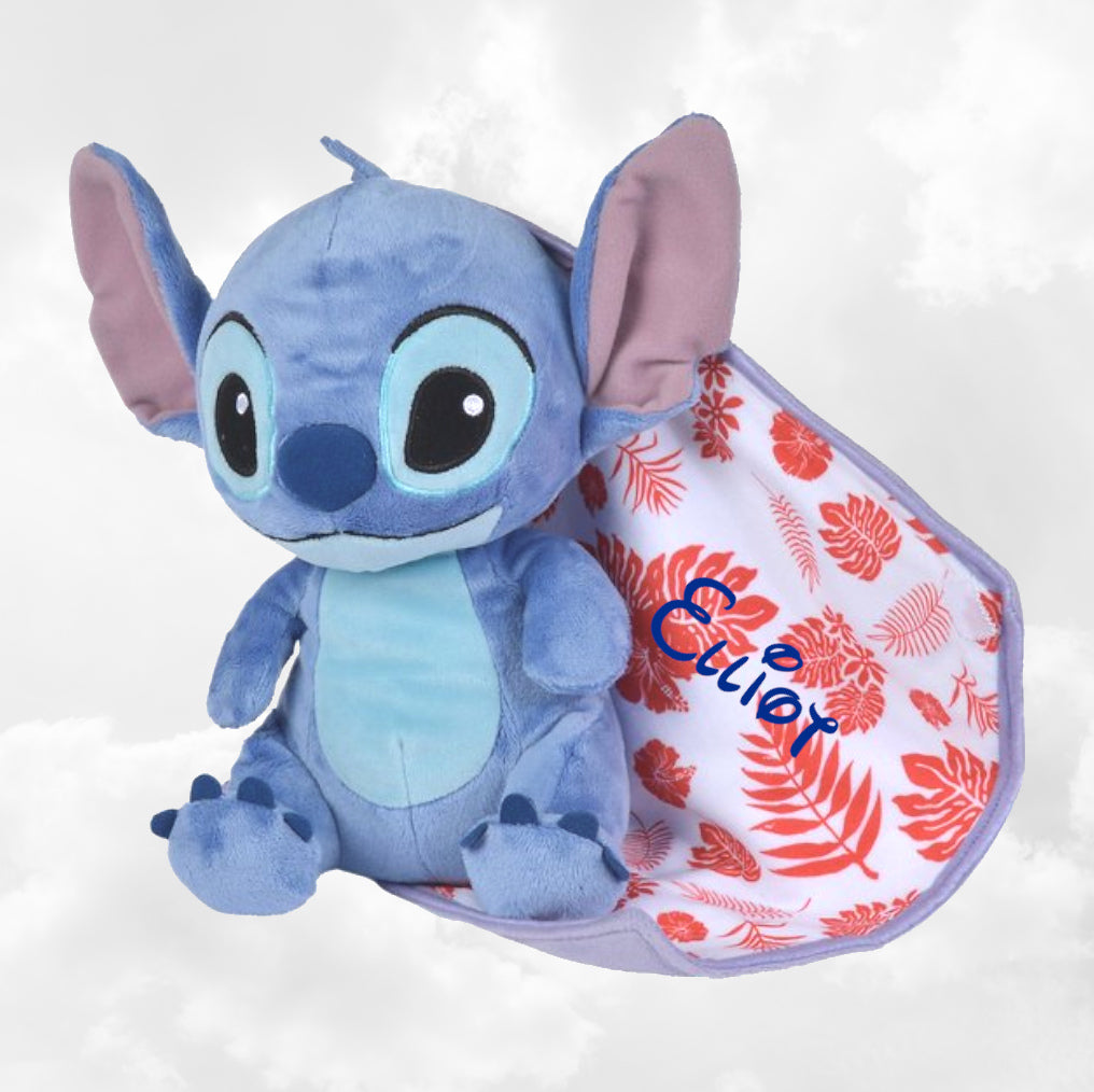 Doudou Peluche Stitch 25cm avec Mouchoir Personnalisé | Nicotoy