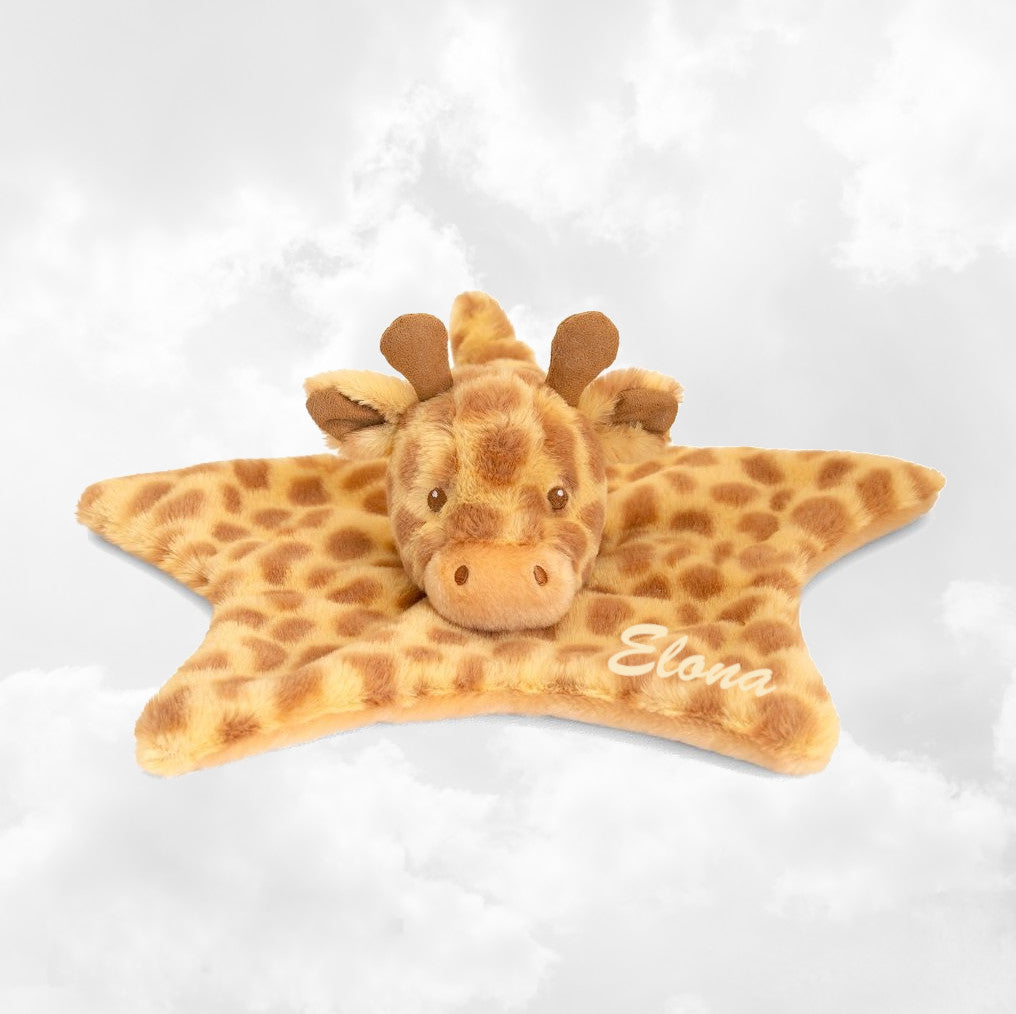 Doudou Plat Girafe Etoile 32cm | Prénom Personnalisé