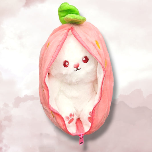 Peluche Fraise Lapinou 25cm | Personnalisée avec prénom