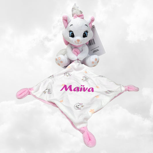 Doudou Peluche Mouchoir Disney Marie | Avec prénom | Aristochats