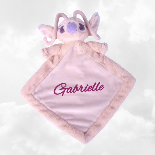 Doudou Mouchoir Disney Angel Rose Pastel 30cm Flopsie | Avec prénom brodé