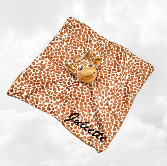 Doudou Mouchoir Plat Girafe 35cm | Prénom Personnalisé