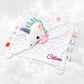 Doudou BBSky Plat Licorne Blanche Personnalisé | 0 à 3 ans | Grelot et Anneau dentition