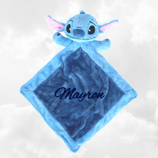 Doudou Mouchoir Disney Stitch 21cm | Avec prénom brodé | Pastel