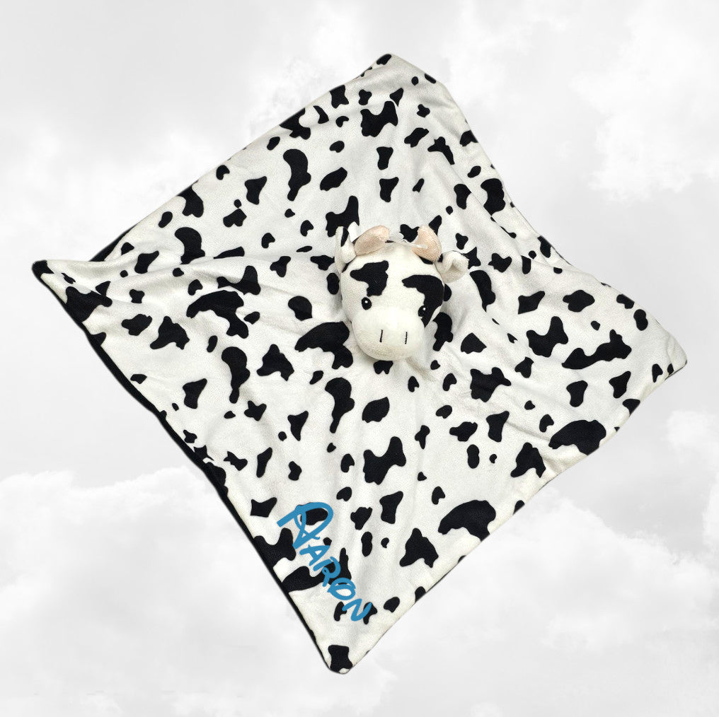 Doudou Mouchoir Plat Vache 35cm | Prénom Personnalisé