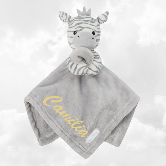 Doudou Mouchoir Zèbre Gris 35cm | Avec Prénom Personnalisé | Baby Town