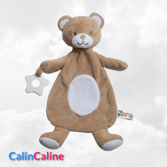 Doudou Ourson 28cm Brun Avec Anneau de Dentition | Prénom Brodé