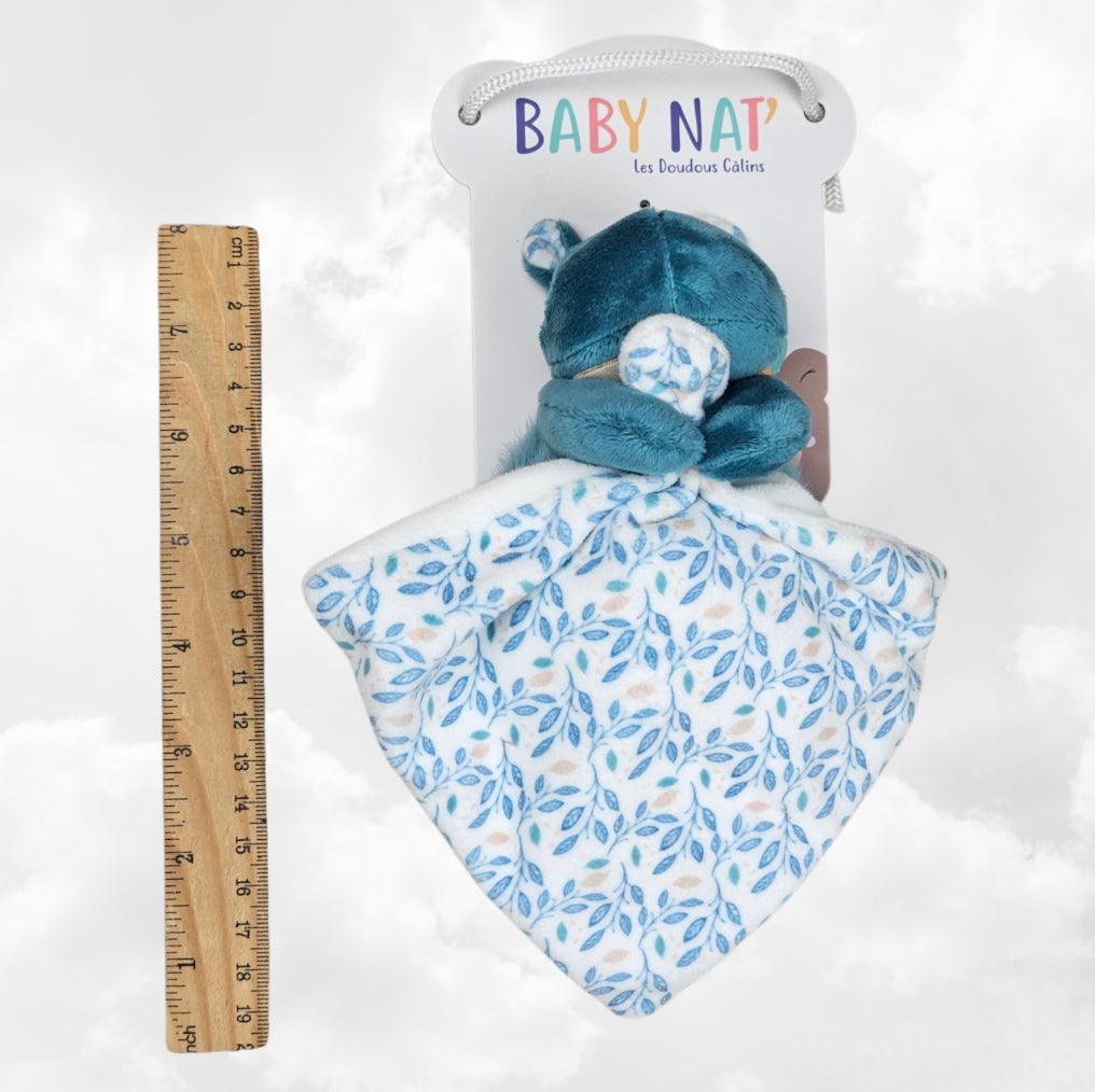 Doudou Pantin Bazile l'Hippopotame Personnalisé | Avec mouchoir | BabyNat