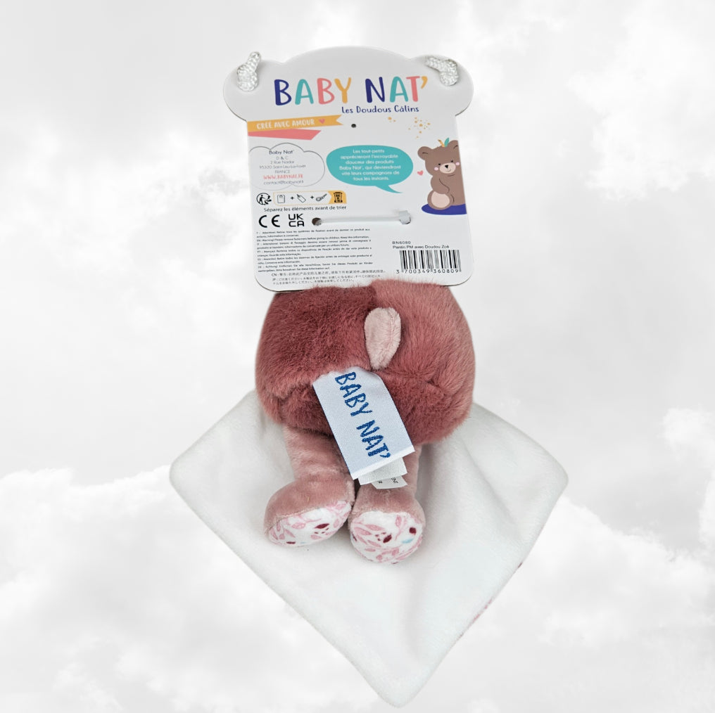 Doudou Pantin Zoé l'Hippopotame Personnalisé | Avec mouchoir | BabyNat