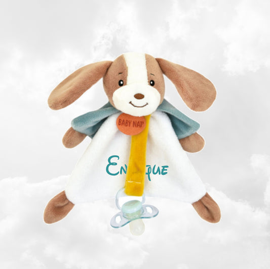 Doudou & Attache Sucette Lucien le Chien Personnalisé | BabyNat