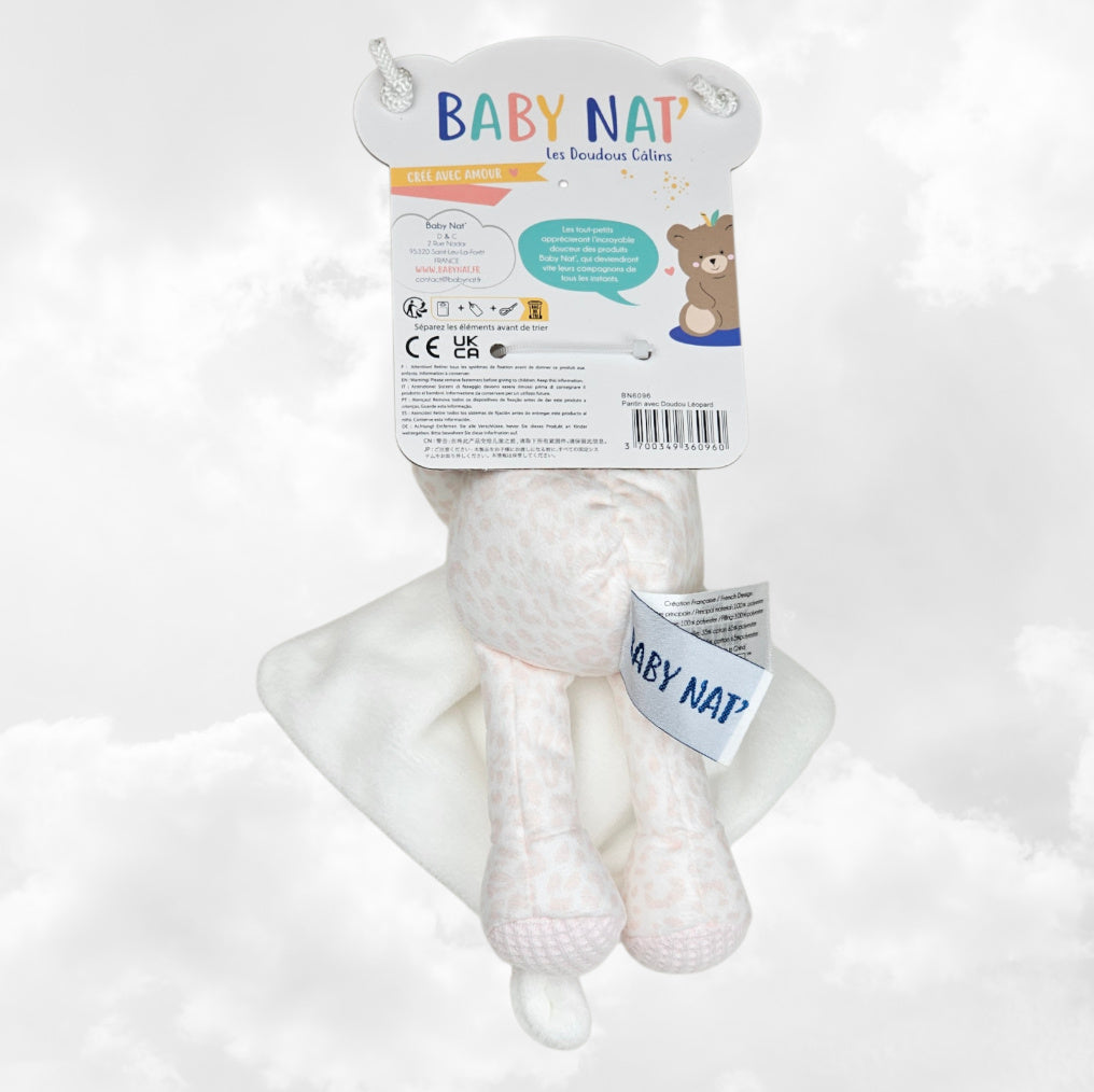 Doudou Pantin Méli le Léopard Personnalisé | Avec mouchoir | BabyNat