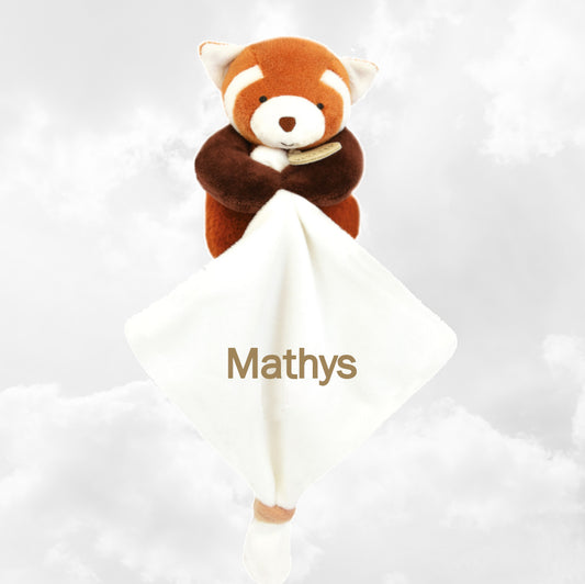 Doudou Petit Panda Roux Personnalisé | Avec mouchoir | BabyNat