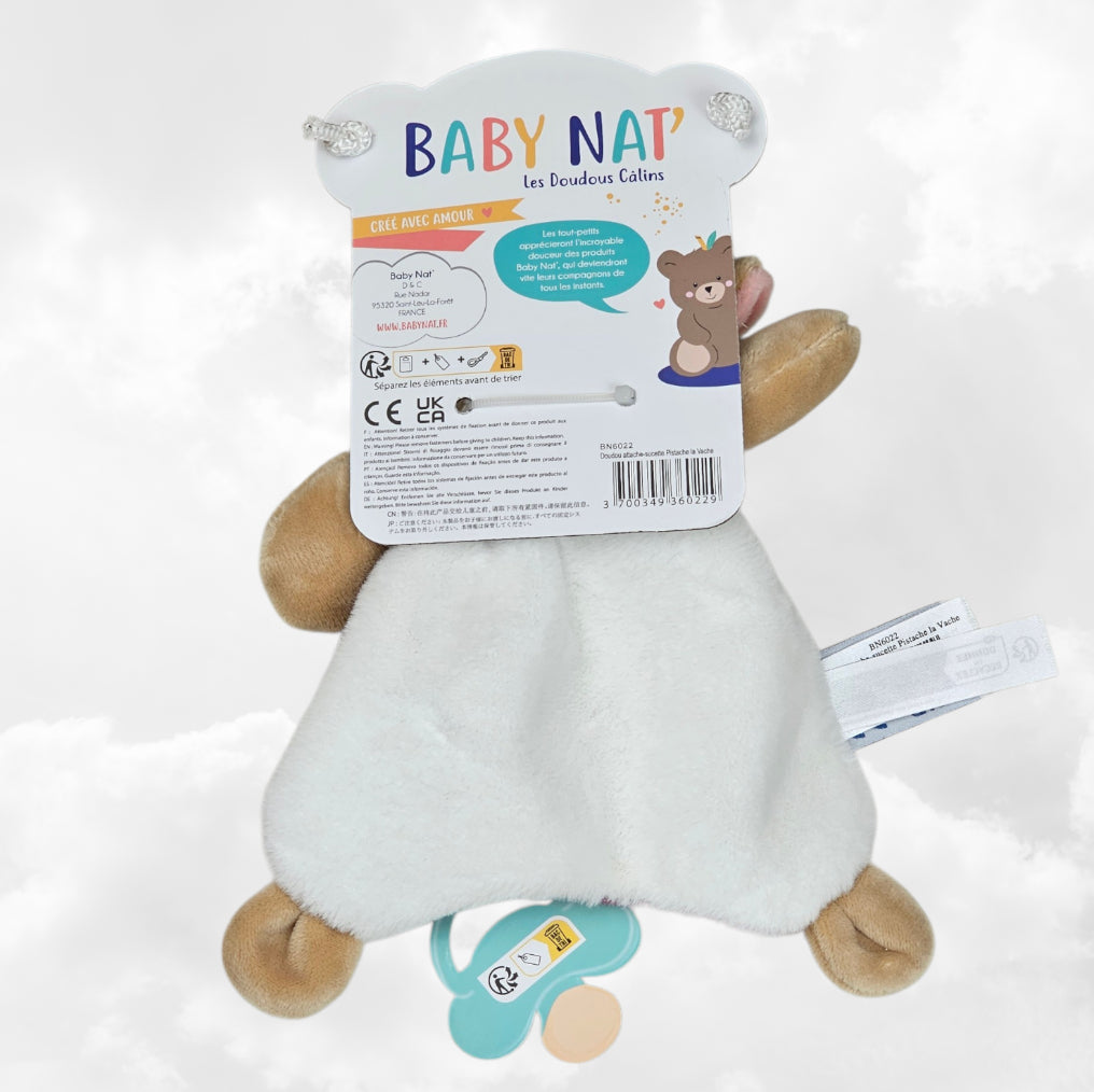 Doudou & Attache Sucette Pistache la Vache Personnalisé | BabyNat