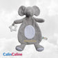 Doudou Eléphant 28cm Gris Avec Anneau de Dentition | Prénom Brodé