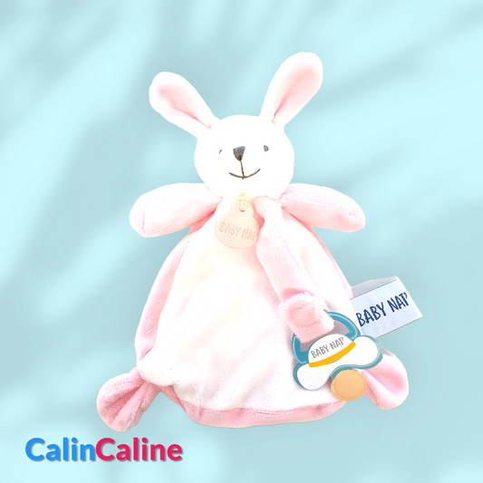 Personalized Pink Rabbit Soft Toy & Pacifier Clip | BabyNat