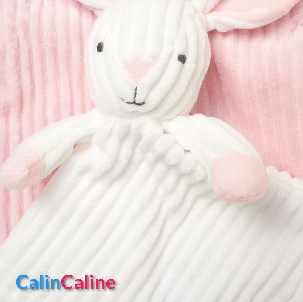 Pack Bébé A Personnaliser | Couverture Eté Rose 75cm x 90cm + Doudou Lapin 35cm | Polyester (Copie) (Copie)