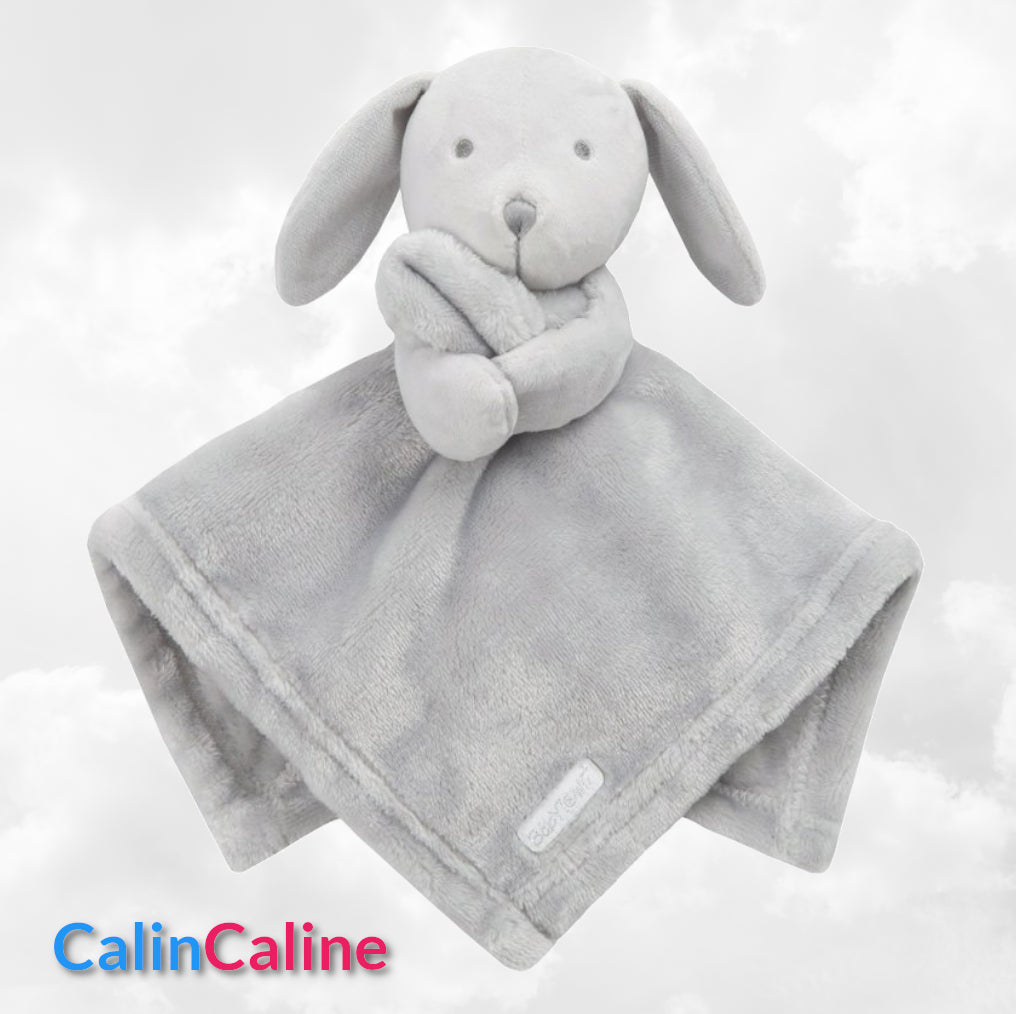 Doudou Mouchoir Lapinou Gris 35cm | Avec Prénom Personnalisé | Baby Town