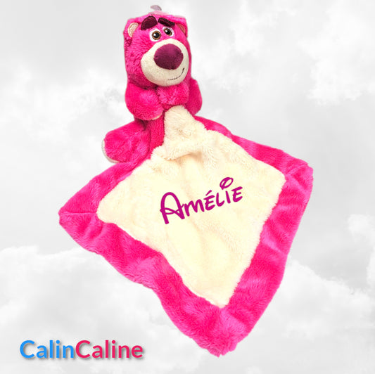 Doudou Mouchoir Disney Lotso L'Ours 20cm | Avec prénom brodé